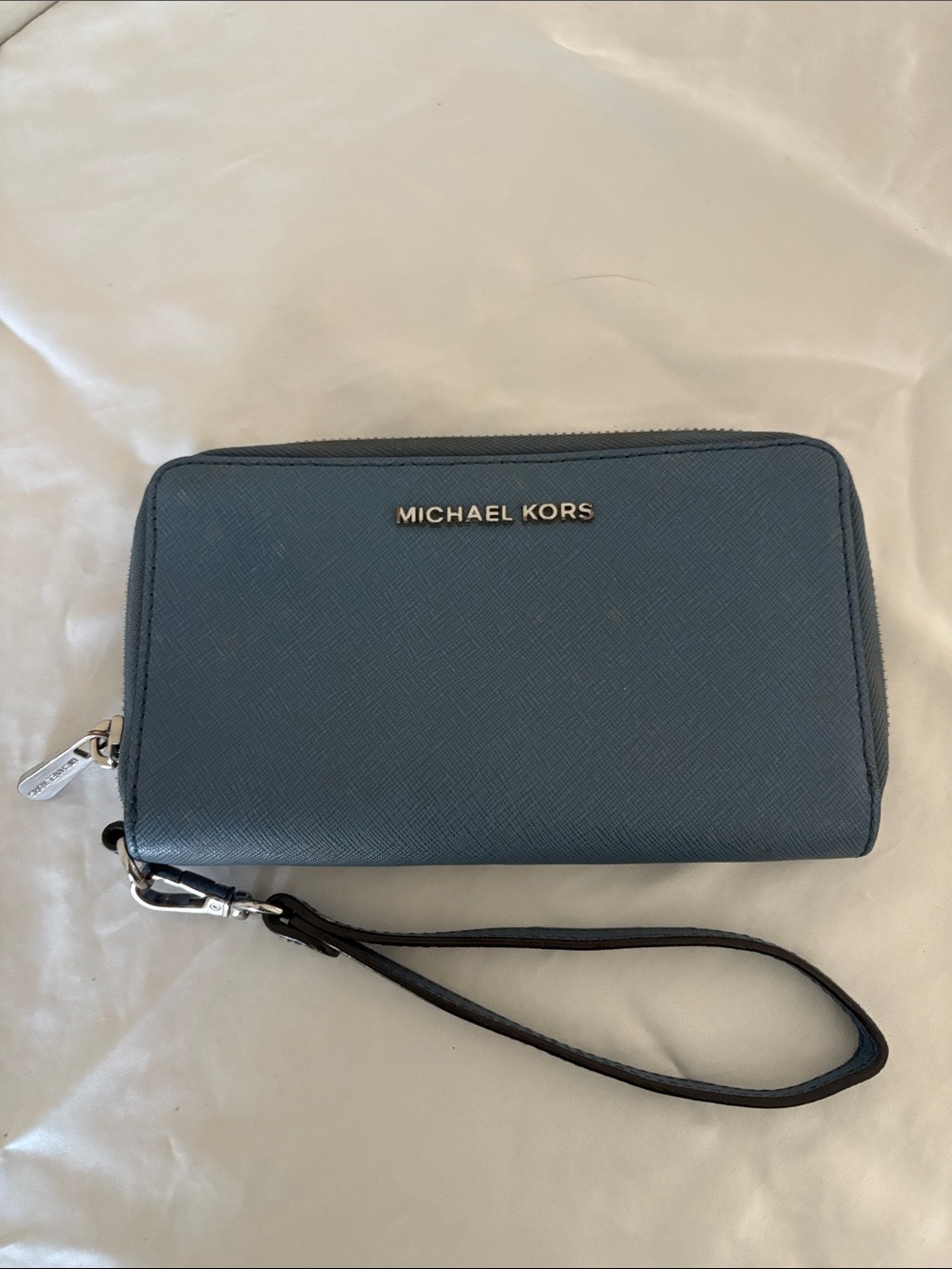 Michael Kors Slate Blue Saffiano Wristlet Wallet